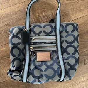 Coach Navy and Gray Signature Tote